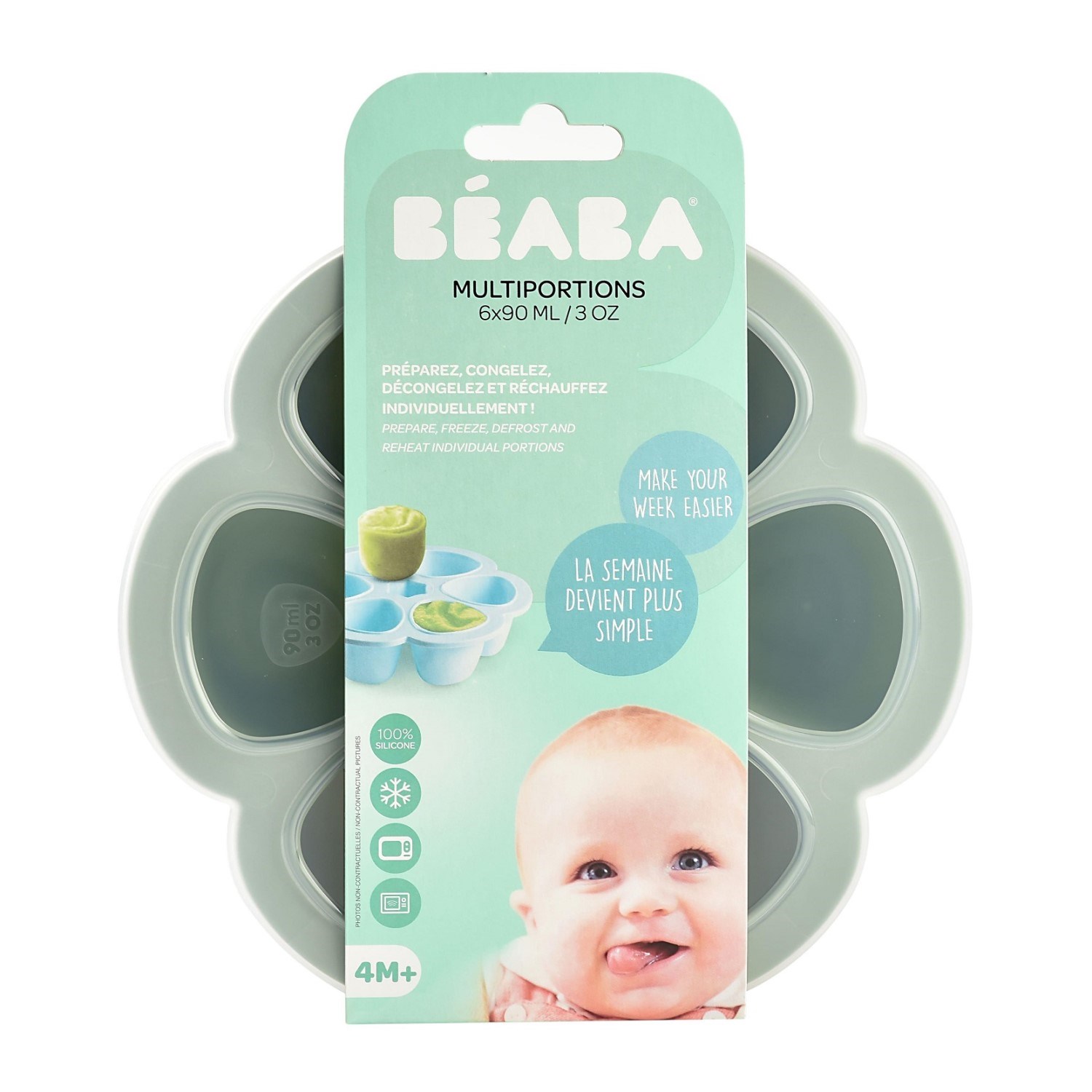 Beaba Silikon 6Lı Sıcak & Soğuk Saklama Kabı Sage Green 6 X 90 Ml 