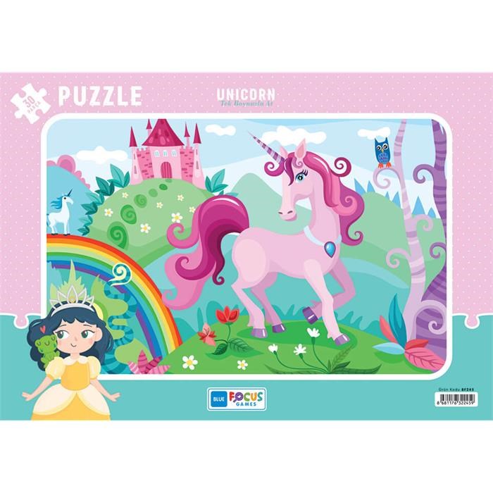 Blue Focus 30 Parça Puzzle Unicorn – Tek Boynuzlu At 