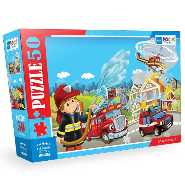 Blue Focus 50 Parça Puzzle Fireman - İtfaiyeci 