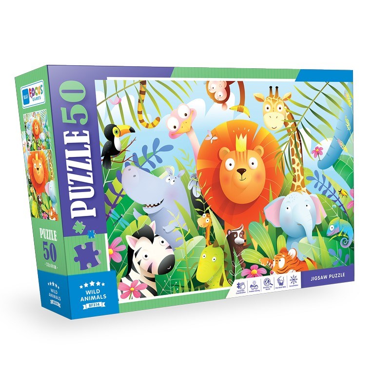 Blue Focus 50 Parça Puzzle Wıld Animals – Vahşi Hayvanlar 