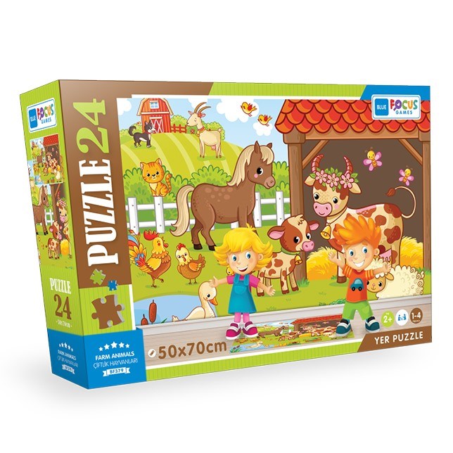 Blue Focus 24 Parça Yer Puzzle Farm Animals – Çiftlik Hayvanları 