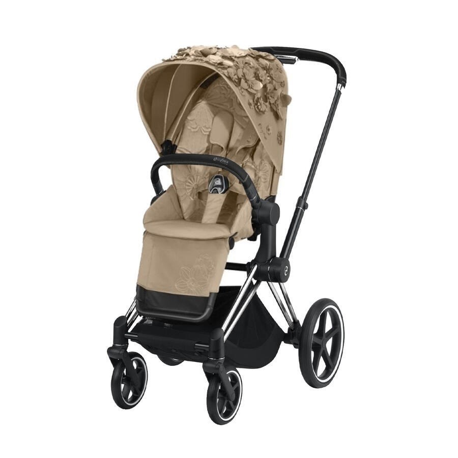 Cybex Priam Bebek Arabası Chrome Black – Simply Flowers Beige 