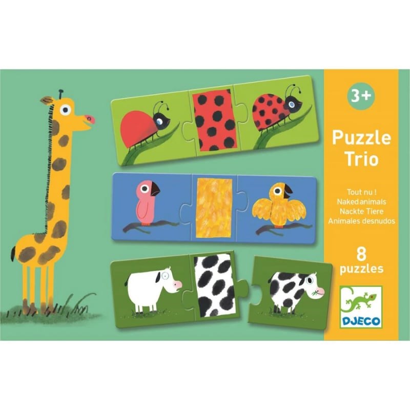 Djeco Üçlü Puzzle - Naked Animals 