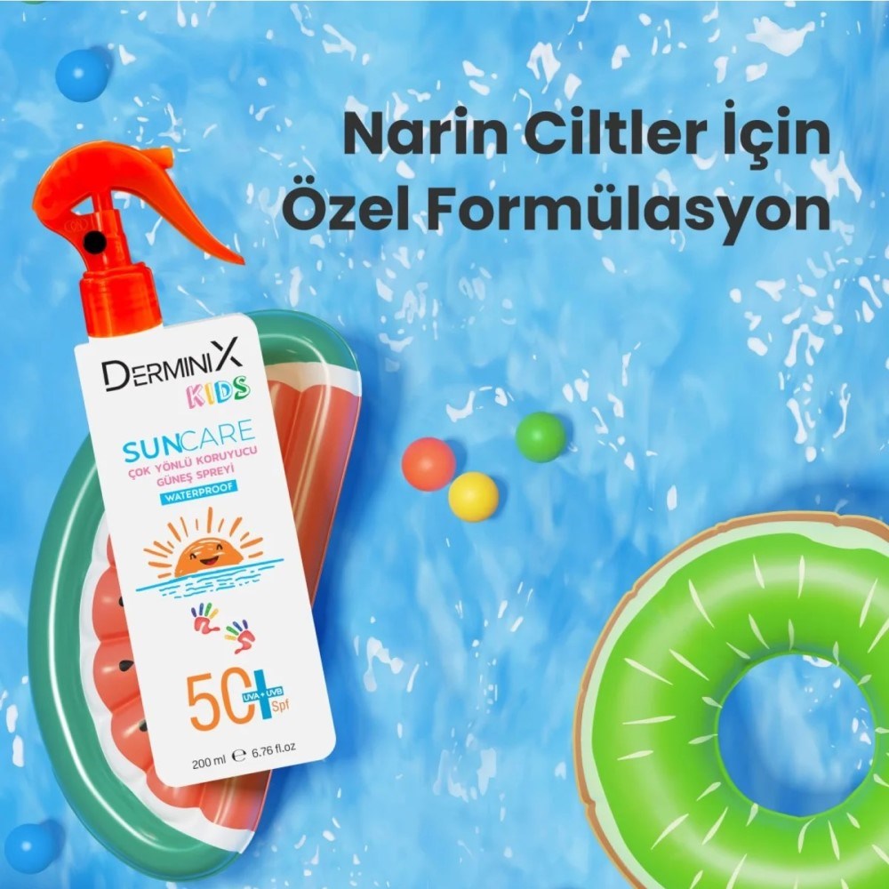 Derminix Suya Dayanıklı Çocuk Güneş Kremi SPF50 UVA+UVB 200ml 