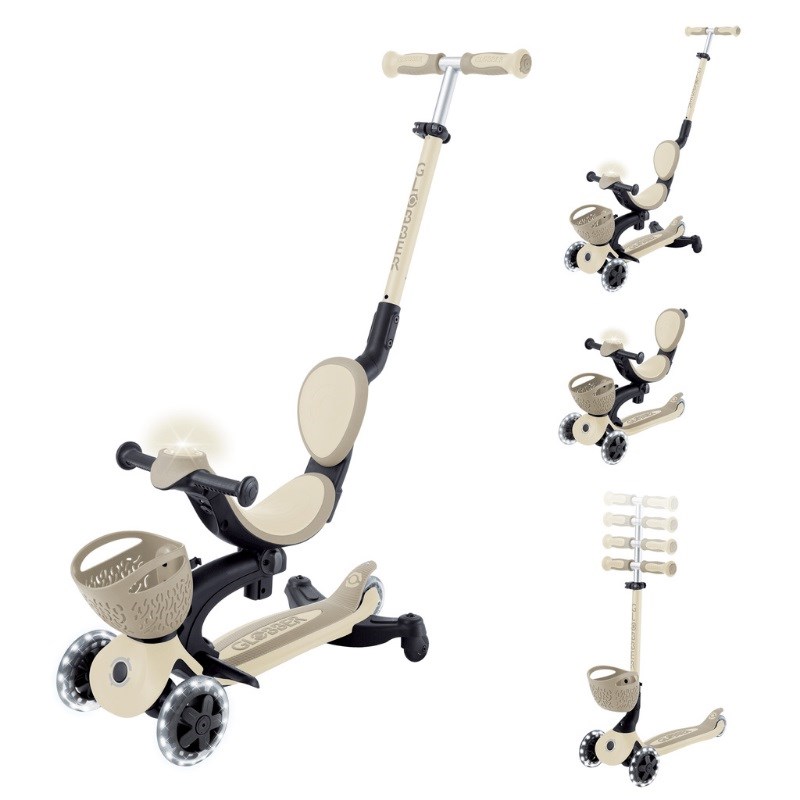 Globber Go Up Baby 360 Işıklı Scooter - Koyu Bej 