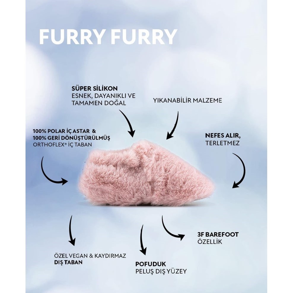 Hopfrög Furry Furry Pembe Kürk Barefoot Patik Pembe