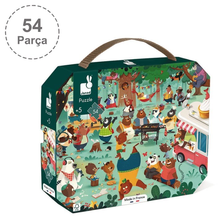 Janod 54 Parça Çantalı Puzzle - Ayıcık Ailesi 