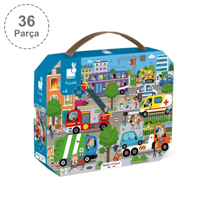 Janod 36 Parça Çantalı Puzzle - Şehir 