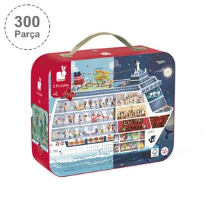 Janod 100 ve 200 Parça Çift Taraflı Çantalı Puzzle - Gemi