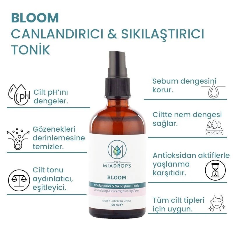 The Miadrops Bloom Canlandırıcı & Sıkılaştırıcı Doğal Tonik - 100ml 