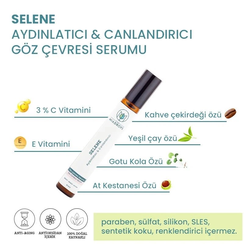 The Miadrops Selene Aydınlatıcı & Canlandırıcı Doğal Göz Çevresi Serumu - 10ml 