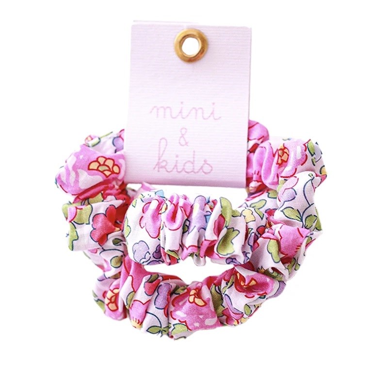 Mini & Kids -  Mini Scrunchies Kumaş Toka 2'li Pembe