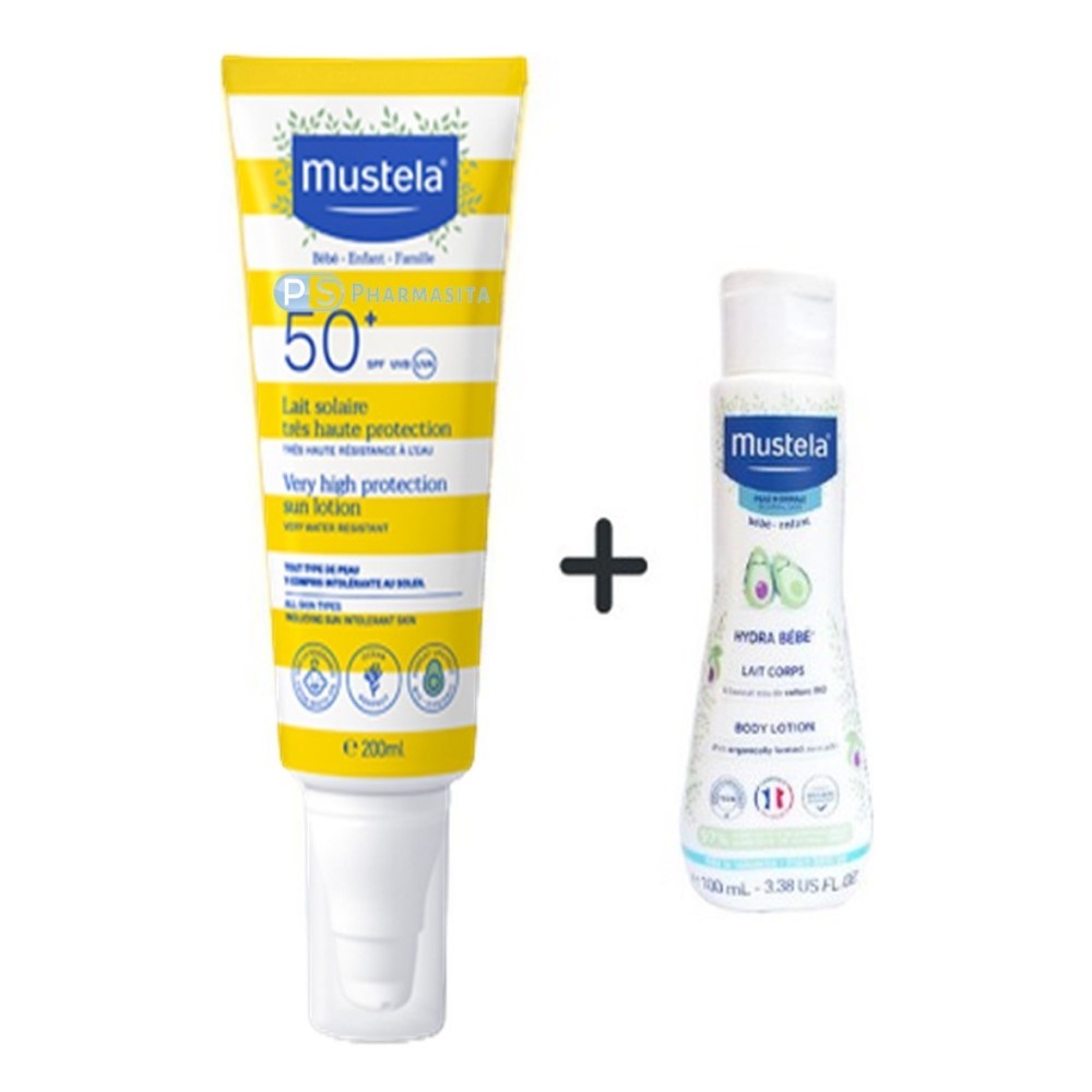 Mustela Güneş Kremi SPF 50+ 200ml + Hydra Bebe 100 ml Kofre Orjinal