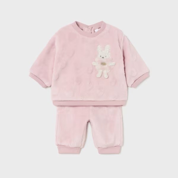 Mayoral Kışlık Kız Bebek S-shirt Pantolon 2'li Set Pembe