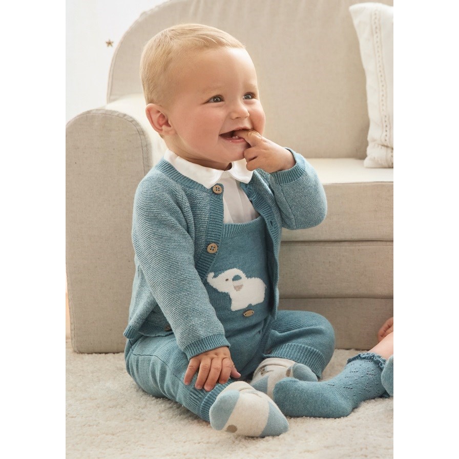 Mayoral Kışlık Erkek Bebek Bluz Örme Tulum Ceket Set Yeşil