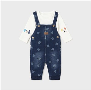 Mayoral Kışlık Erkek Bebek T-shirt Denim Salopet Set