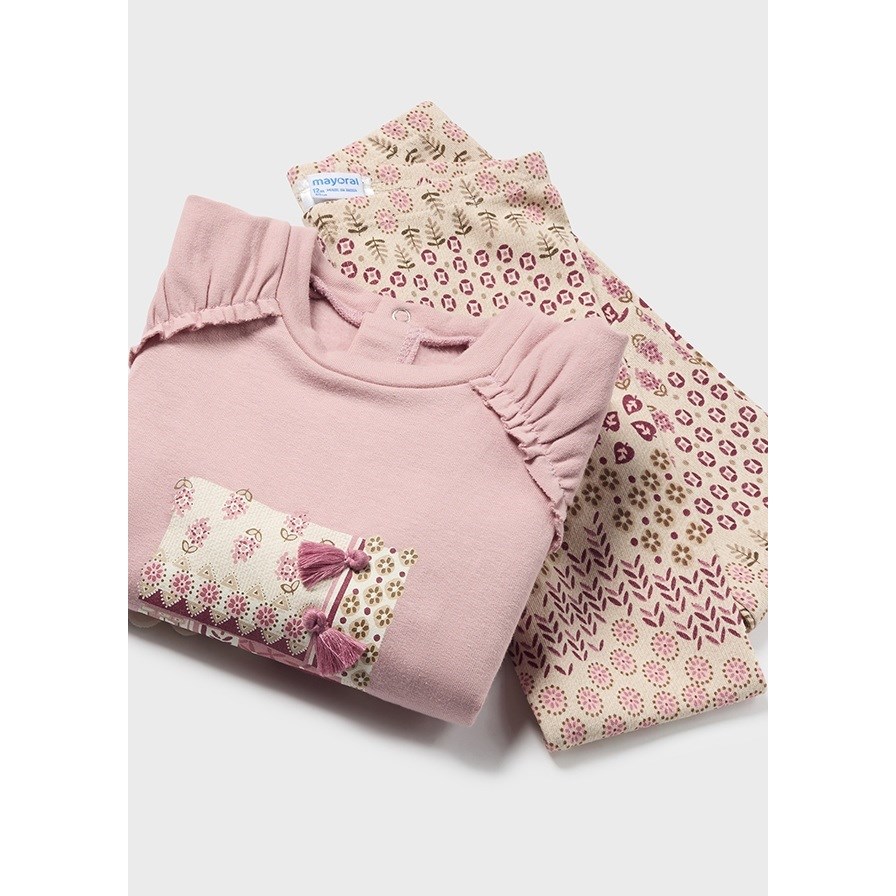 Mayoral Kışlık Kız Bebek S-shirt Tayt 2'li Set Pembe