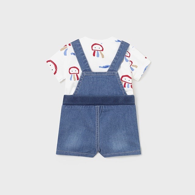 Mayoral Yazlık Erkek Bebek Denim Kısa Tulum Set Mavi