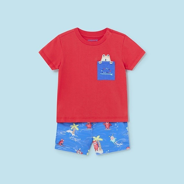 Mayoral Yazlık Erkek Bebek T-shirt Şort Mayo Set Kırmızı