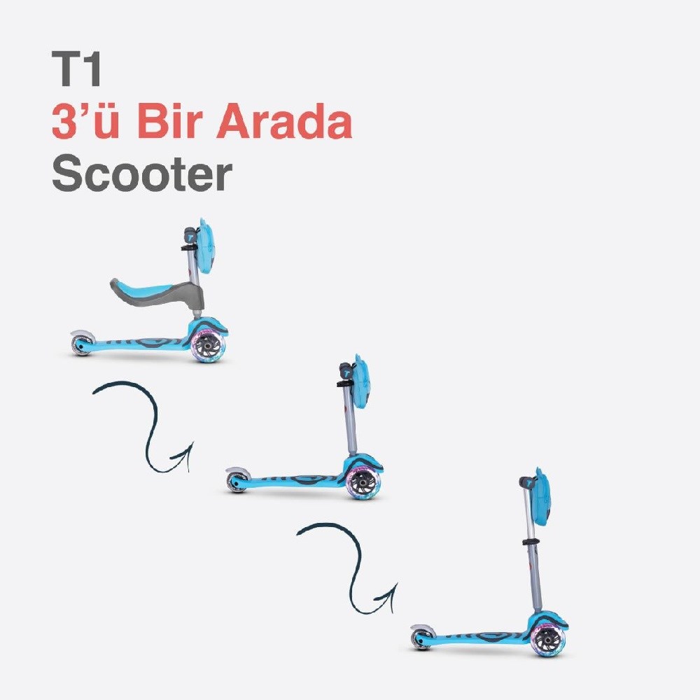 SmarTrike T1 3’ü 1 Arada Oturaklı ve Çantalı Çocuk Scooterı 15 Ay-5 Yaş Mavi 