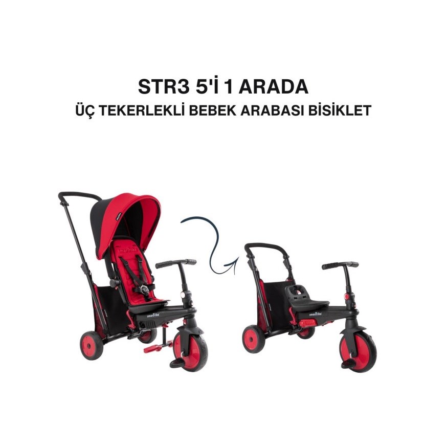 SmarTrike STR3 Plus 5’i 1 Arada Modüler Katlanabilir Bebek Arabası ve Üç Tekerlekli Bebek Bisikleti  