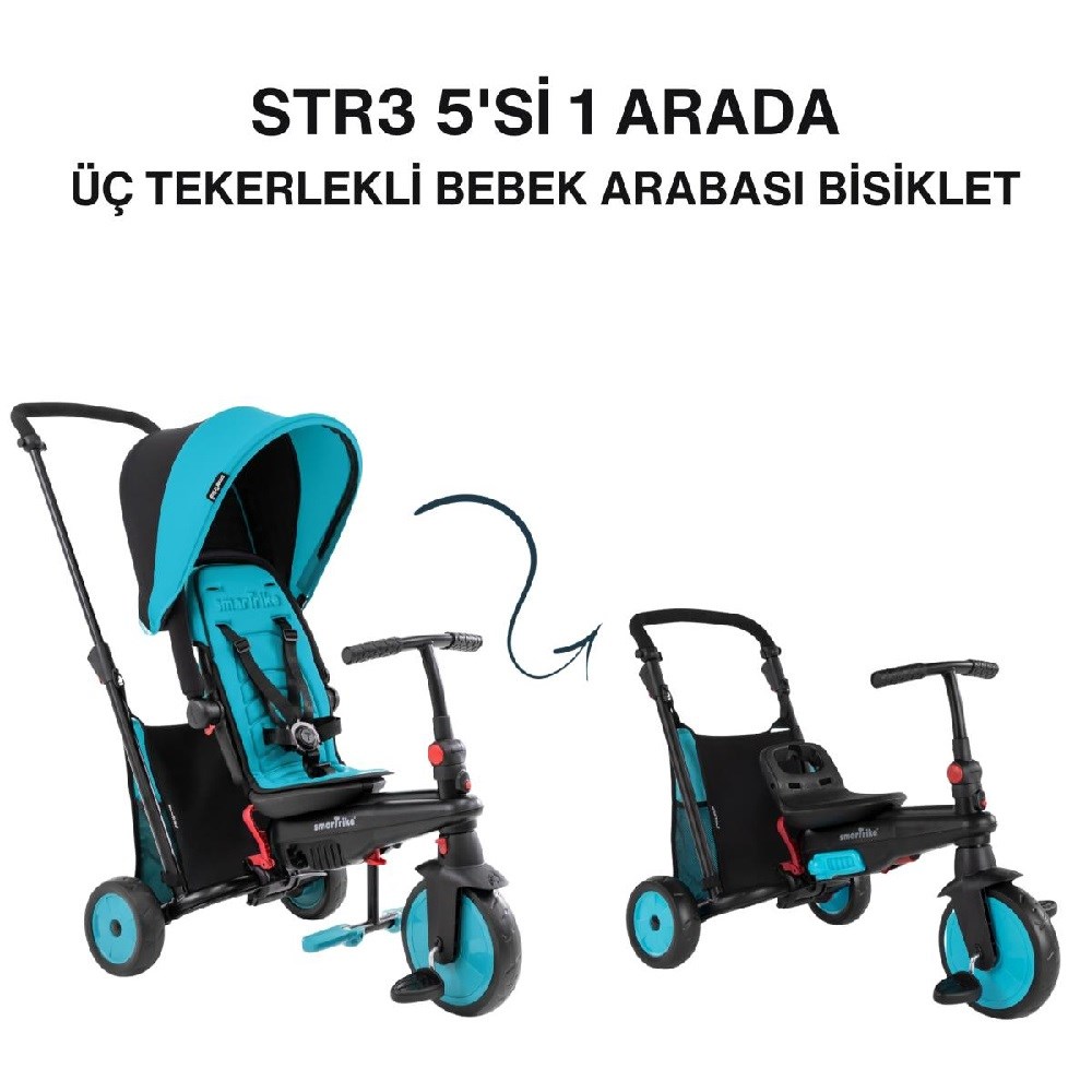 SmarTrike STR3 Plus 5’i 1 Arada Modüler Katlanabilir Bebek Arabası ve Üç Tekerlekli Bebek Bisikleti  