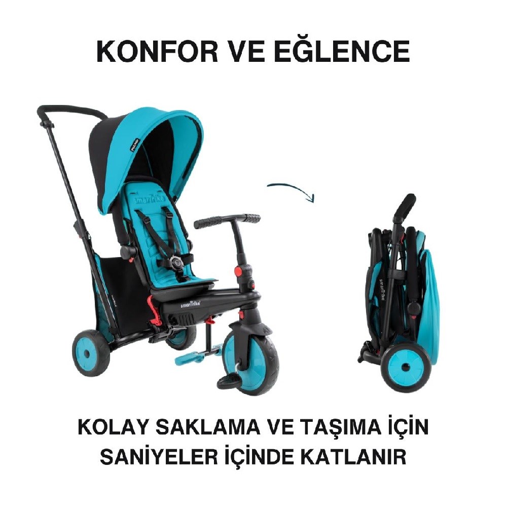 SmarTrike STR3 Plus 5’i 1 Arada Modüler Katlanabilir Bebek Arabası ve Üç Tekerlekli Bebek Bisikleti  