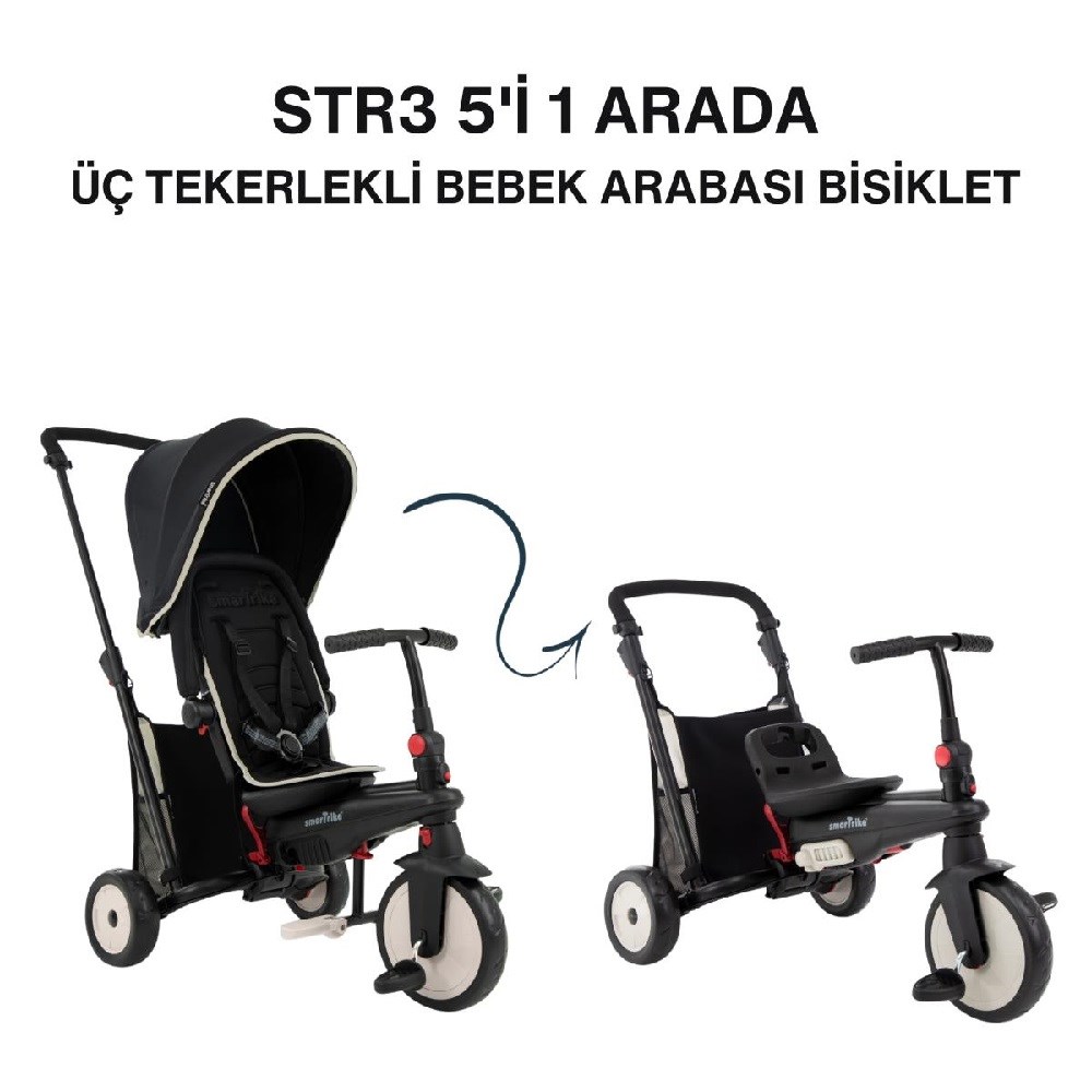 SmarTrike STR3 Plus 5’i 1 Arada Modüler Katlanabilir Bebek Arabası ve Üç Tekerlekli Bebek Bisikleti  