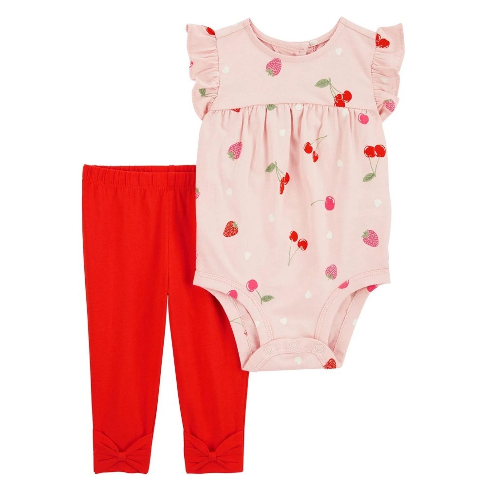 Carter's Kız Bebek Body Pantolon 2'li Set Kırmızı