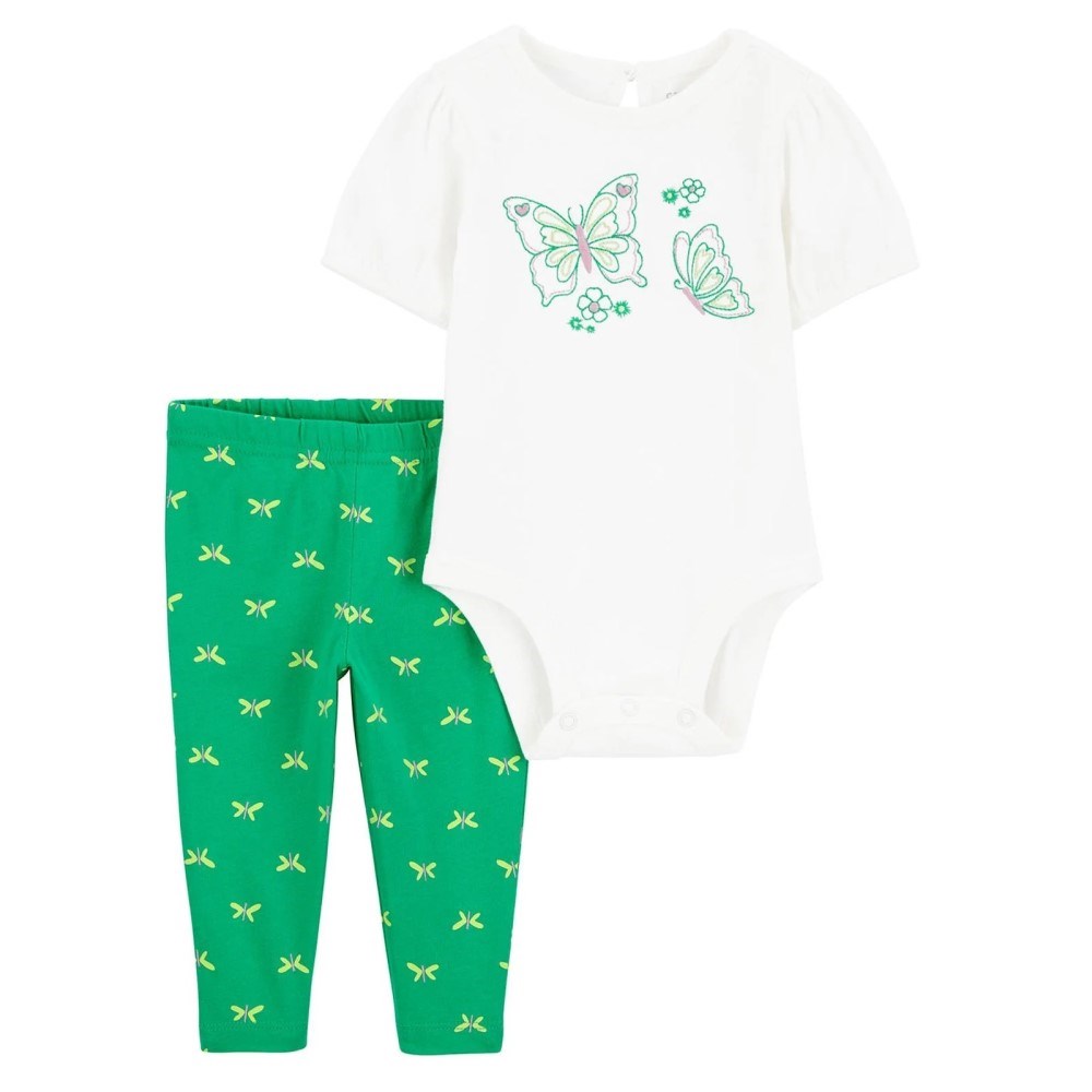 Carter's Kız Bebek Body Pantolon 2'li Set Yeşil