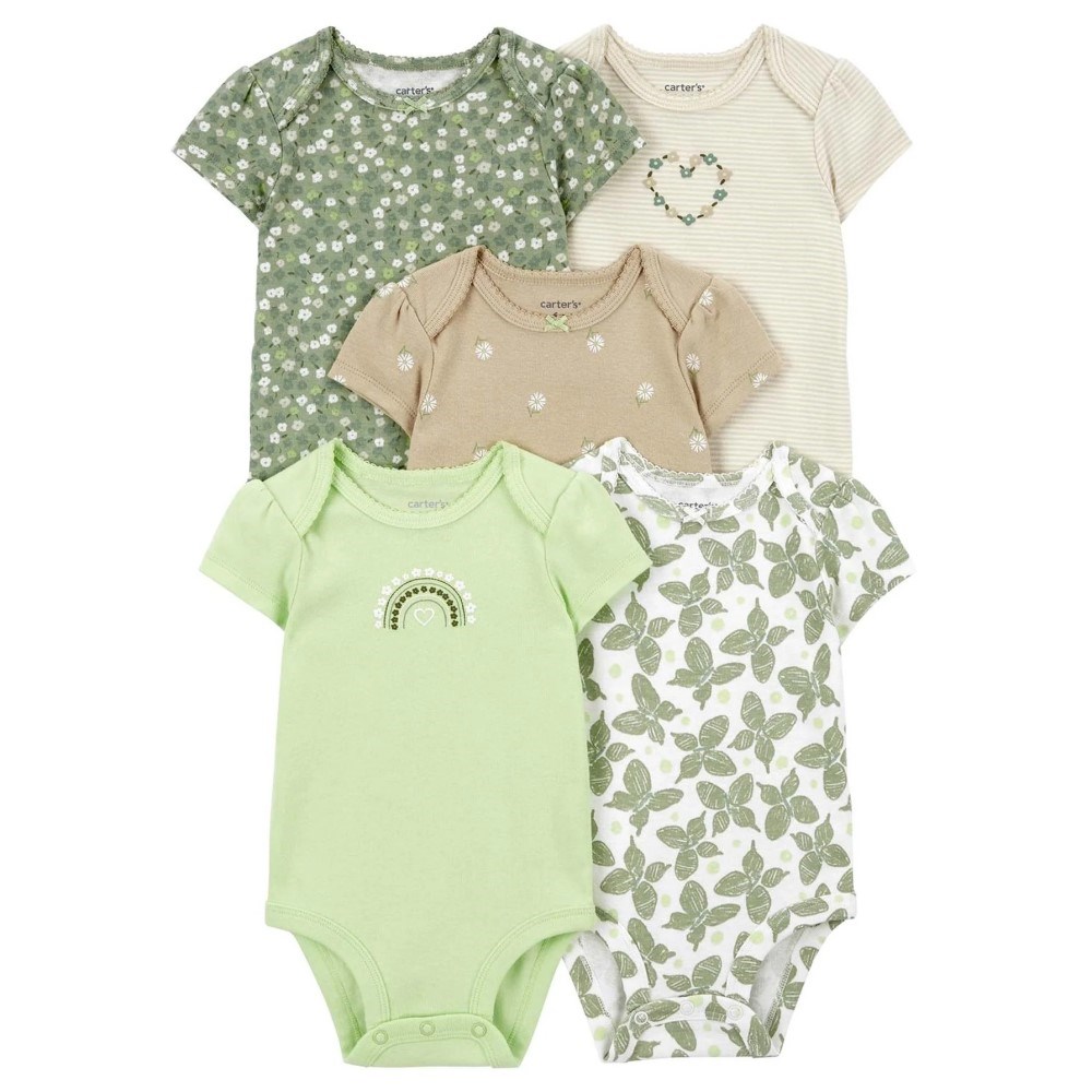 Carter's Layette Kız Bebek 5Li Kısa Kollu Body Set Yeşil