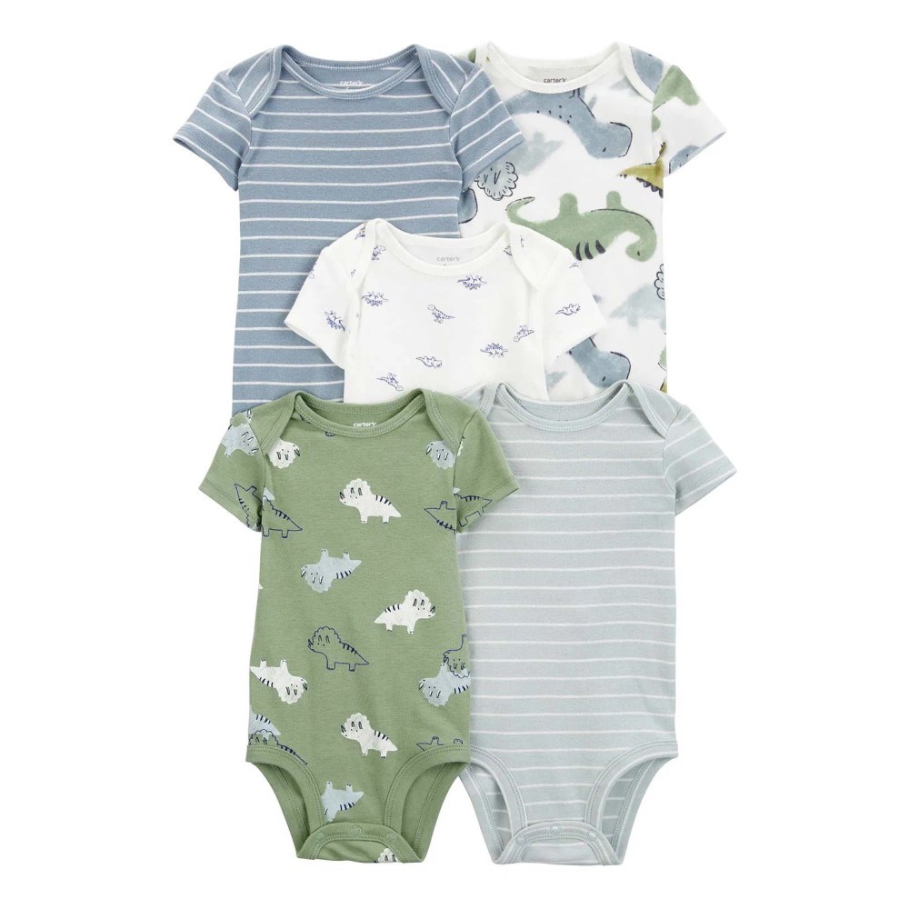 Carter's Layette Erkek Bebek Kısa Kollu Body 5'li Set Yeşil