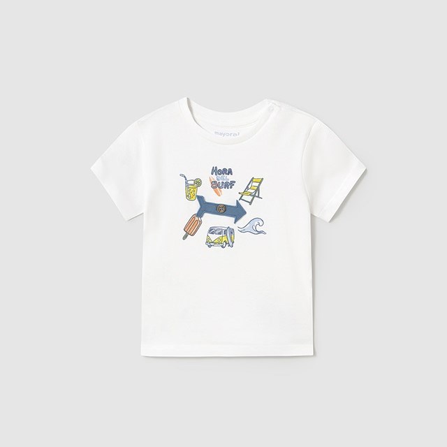 Mayoral Yazlık Erkek Bebek Kısa Kol T-shirt Beyaz