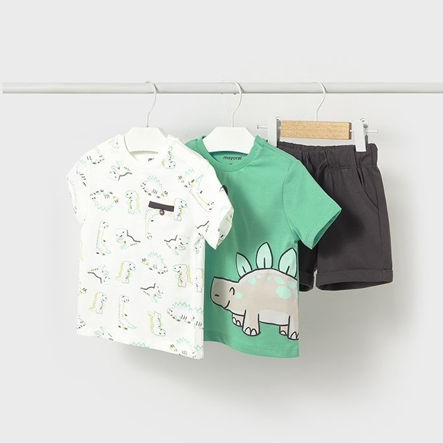 Mayoral Yazlık Erkek Bebek T-shirt Şort 3'lü Set Yeşil