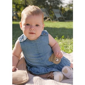 Mayoral Yazlık Kız Bebek Denim Elbise Şapka Set