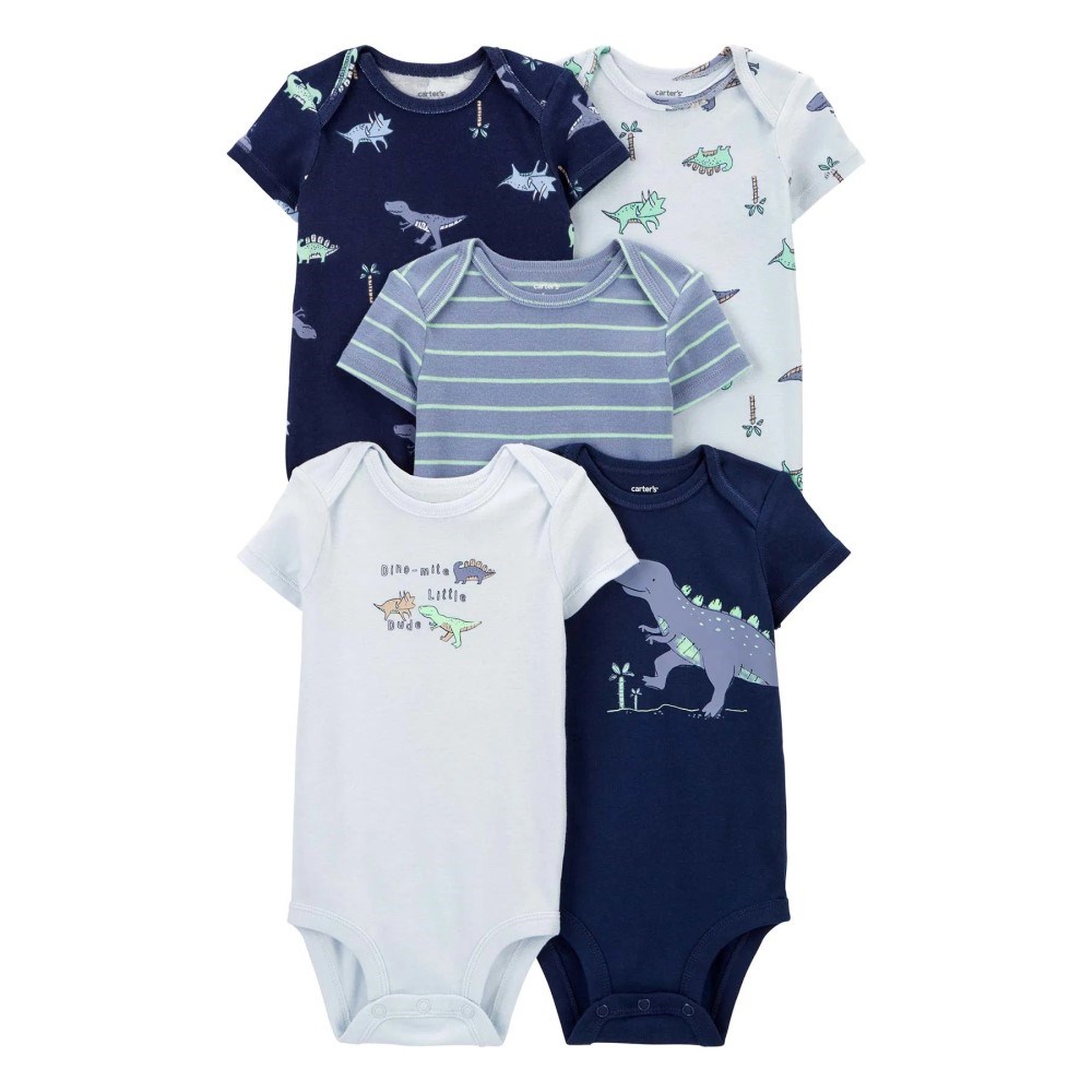 Carter's Layette Erkek Bebek Kısa Kollu Body 5'li Set Mavi