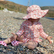Miela Kids Kız Bebek UV Korumalı Alt Üst  Set - Cherry Bow Ekru