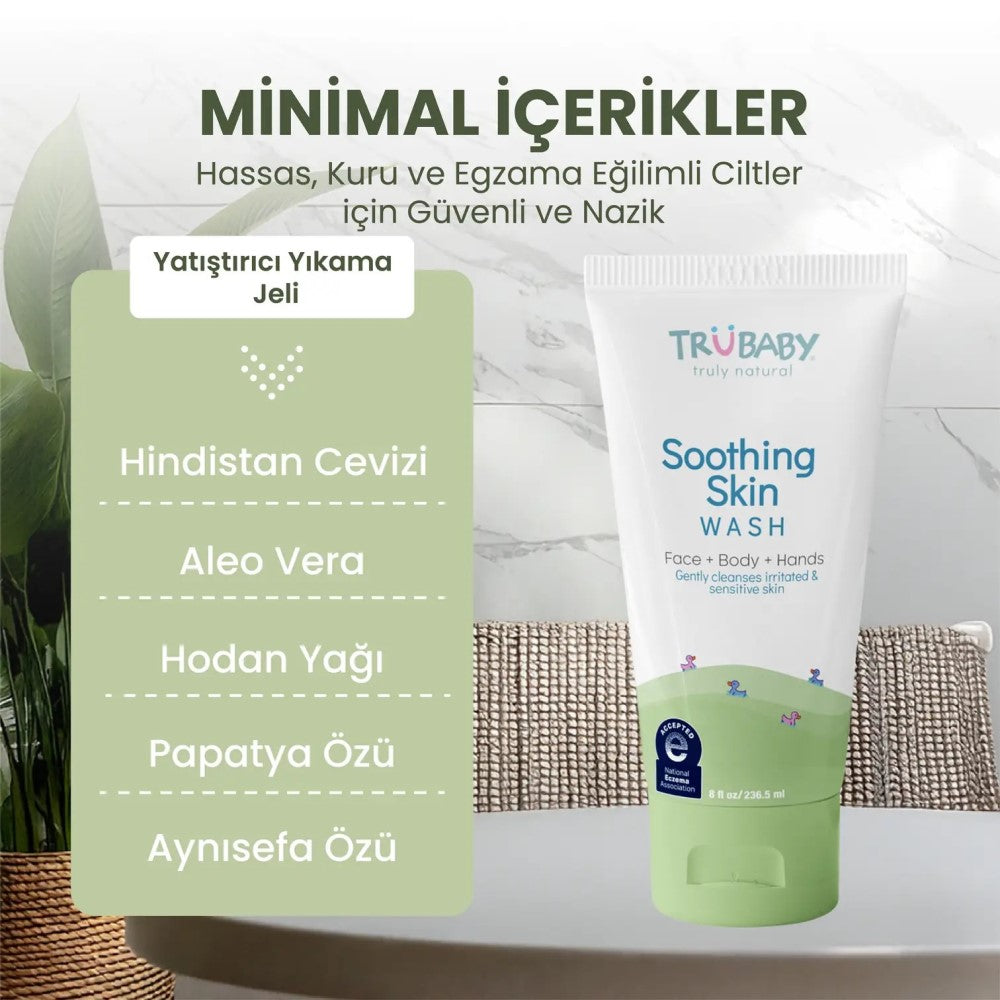 TruBaby Egzama Eğilimli Ciltler için Yatıştırıcı Yüz ve Vücut Yıkama Jeli 236.5 ml