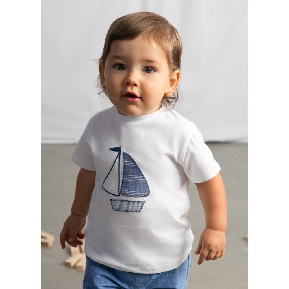 Mayoral Yazlık Erkek Bebek Kısa Kol T-shirt Beyaz