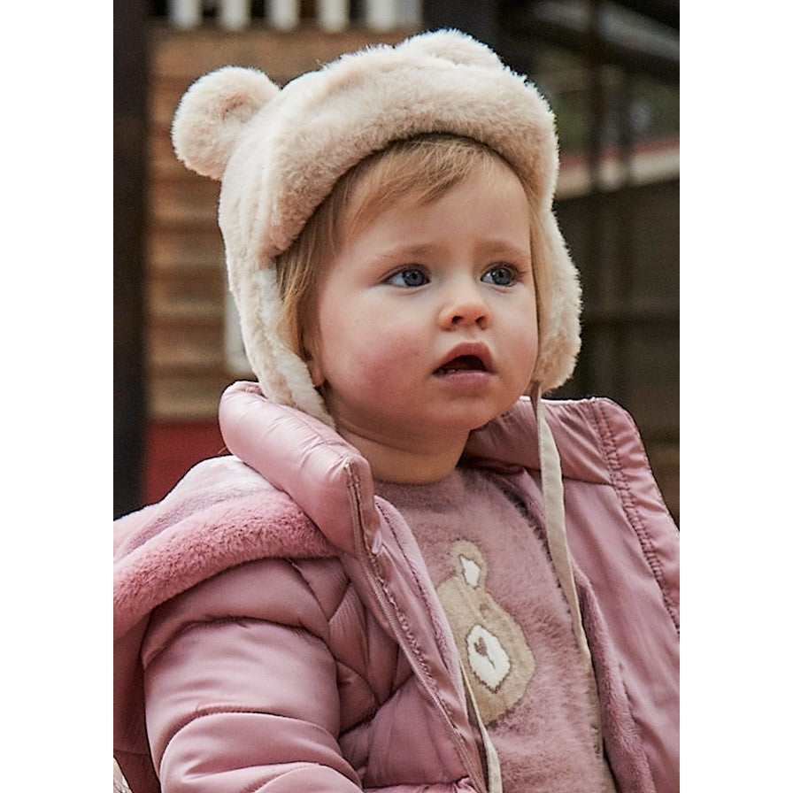 Mayoral Kışlık Kız Bebek Kürklü Atkı Bere Set Bej