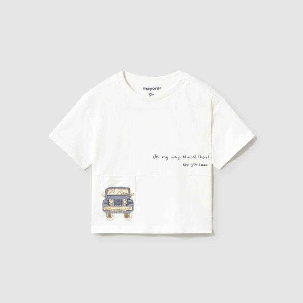 Mayoral Yazlık Erkek Bebek Kısa Kol T-shirt Ekru