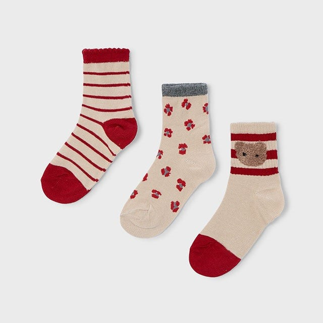 Mayoral Kışlık Kız Çorap Üçlü Set Kırmızı