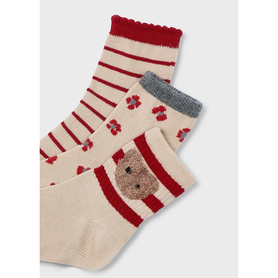 Mayoral Kışlık Kız Çorap Üçlü Set Kırmızı
