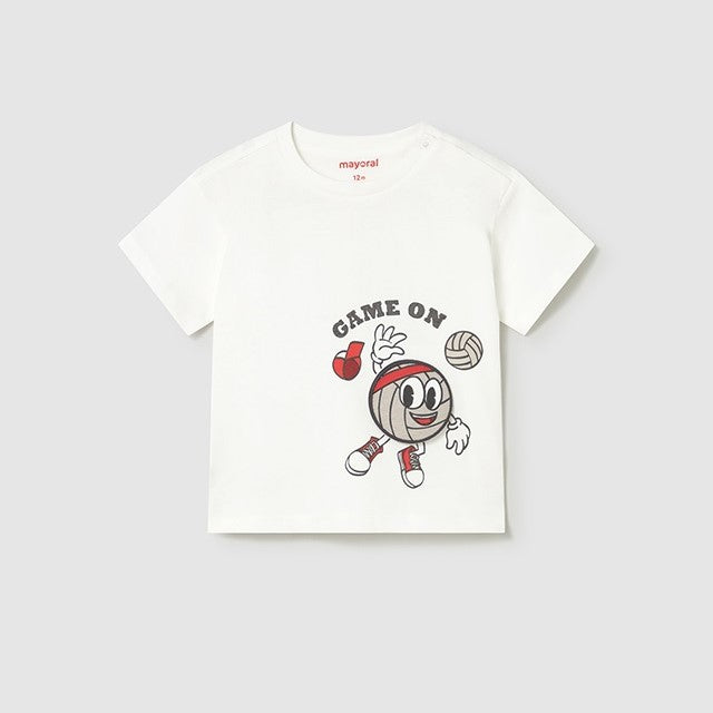 Mayoral Yazlık Erkek Bebek Kısa Kol T-shirt Ekru