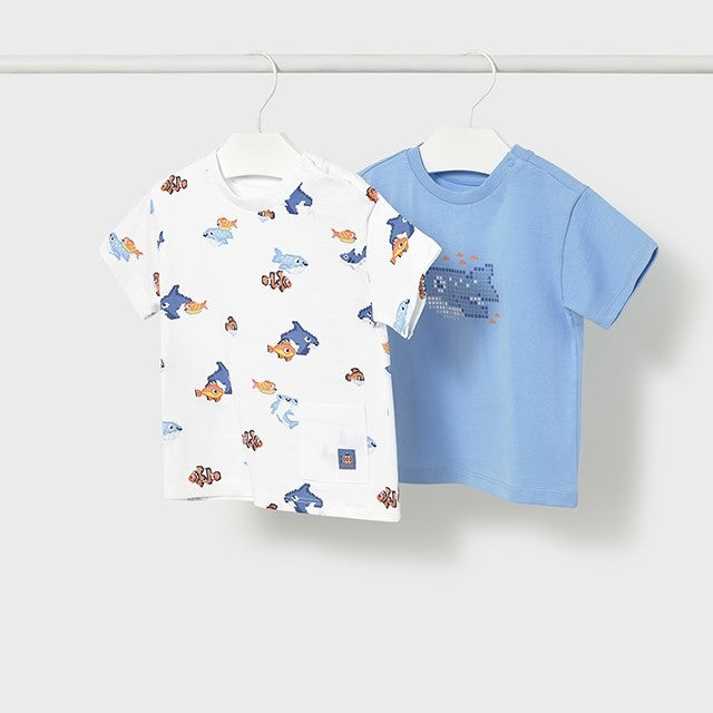 Mayoral Yazlık Erkek Bebek Kısa Kol T-shirt 2'li Set Mavi