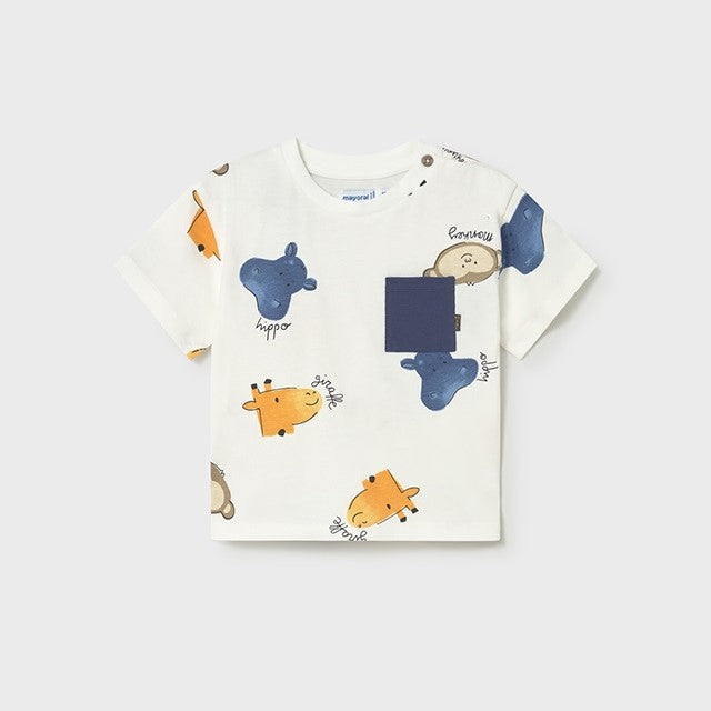 Mayoral Yazlık Erkek Bebek Kısa Kol T-shirt Ekru