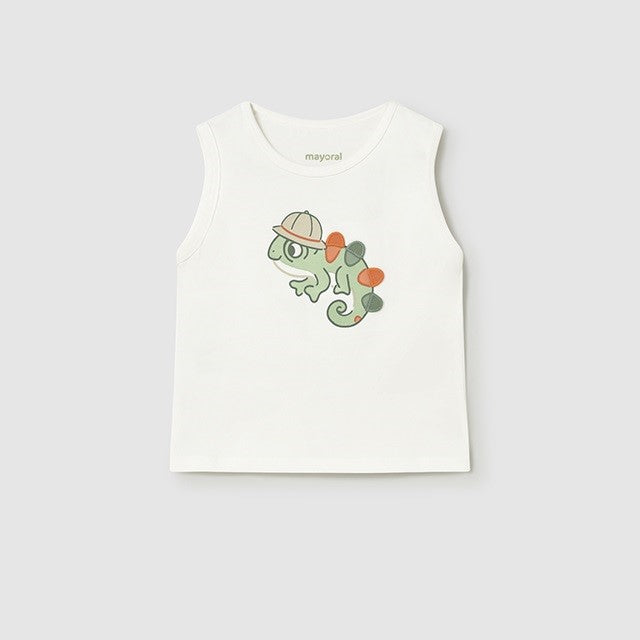 Mayoral Yazlık Erkek Bebek Kolsuz T-shirt Ekru