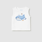 Mayoral Yazlık Erkek Bebek Kolsuz T-shirt Ekru