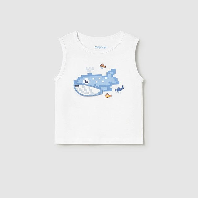 Mayoral Yazlık Erkek Bebek Kolsuz T-shirt Ekru