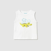 Mayoral Yazlık Erkek Bebek Kolsuz T-shirt Ekru